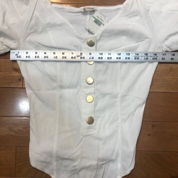 NWT Intimately Free People Not Basic Puff Sleeve Bodysuit Canvas White Sz L - Picture 4 of 10